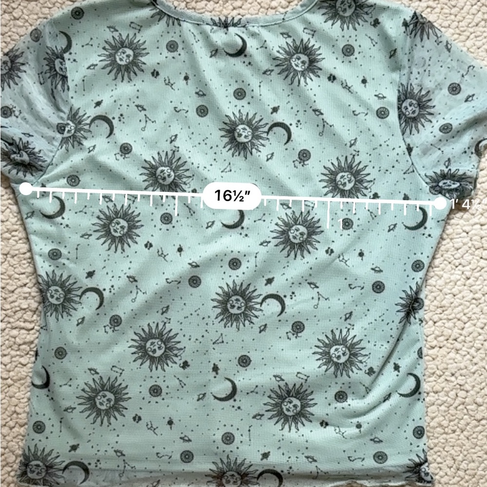 Harper & Ivy Sheer Mesh Short Sleeve Top T-Shirt Juniors sz L Celestial Y2K - Picture 13 of 13